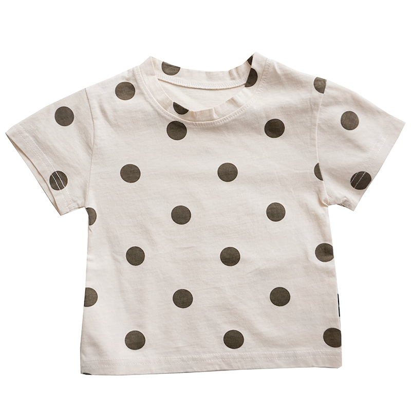 Baby Cotton Dot T-Shirt Short Sleeve Boys And Girls Loose T-Shirt Children&