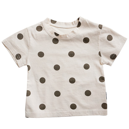 Baby Cotton Dot T-Shirt Short Sleeve Boys And Girls Loose T-Shirt Children&