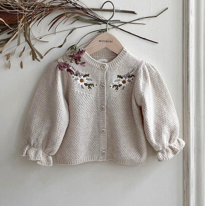 Fashionable Flower Sweater Coat For Babies And Children