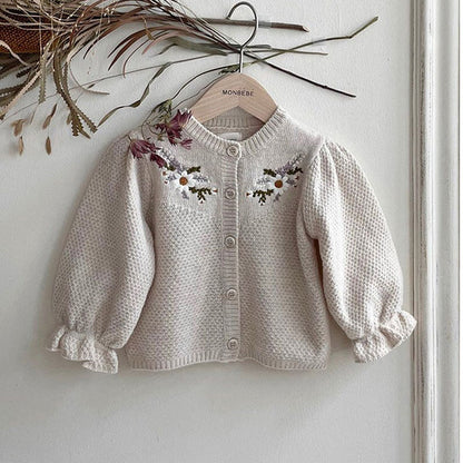 Fashionable Flower Sweater Coat For Babies And Children